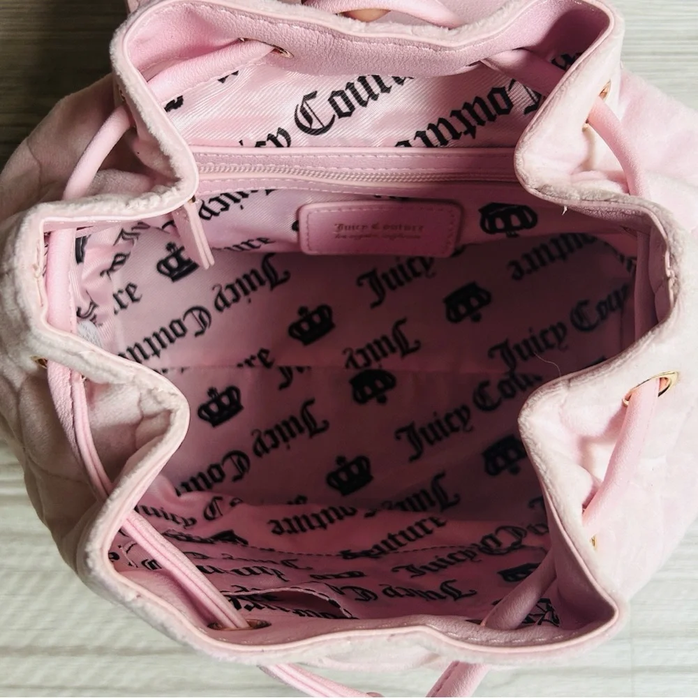 🎀 Luxe Quilted Velet Plush Backpack With Matching Mini Juicy Couture NWT